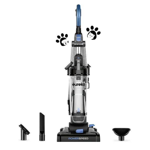 Eureka PowerSpeed Lightweight Upright Vacuum Cleaner for Carpet and Hard Floor, Powerful Bagless Upright Vacuum Cleaner for Home Pets, NEU181A, Blue